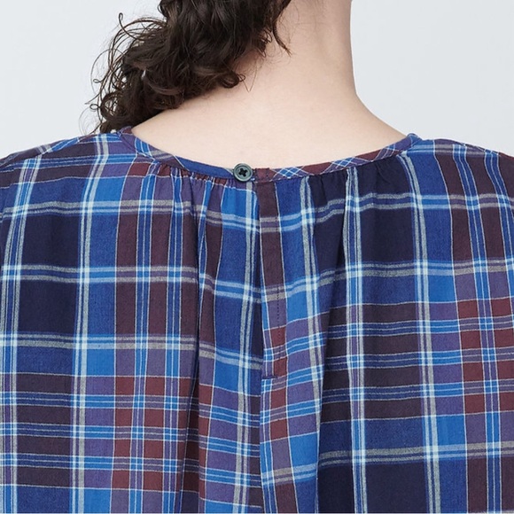 **SOLD** MUJI Madras Check Sleeveless Blouse Top size XS NWT - Picture 5 of 8